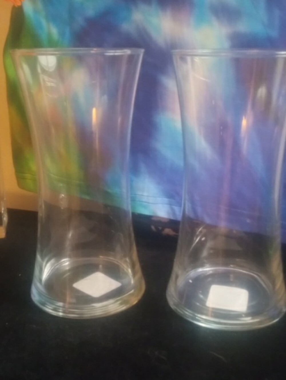 Set of 2 Gorgeous Libbey Glass Hourglass Fluted Vases, Made In USA